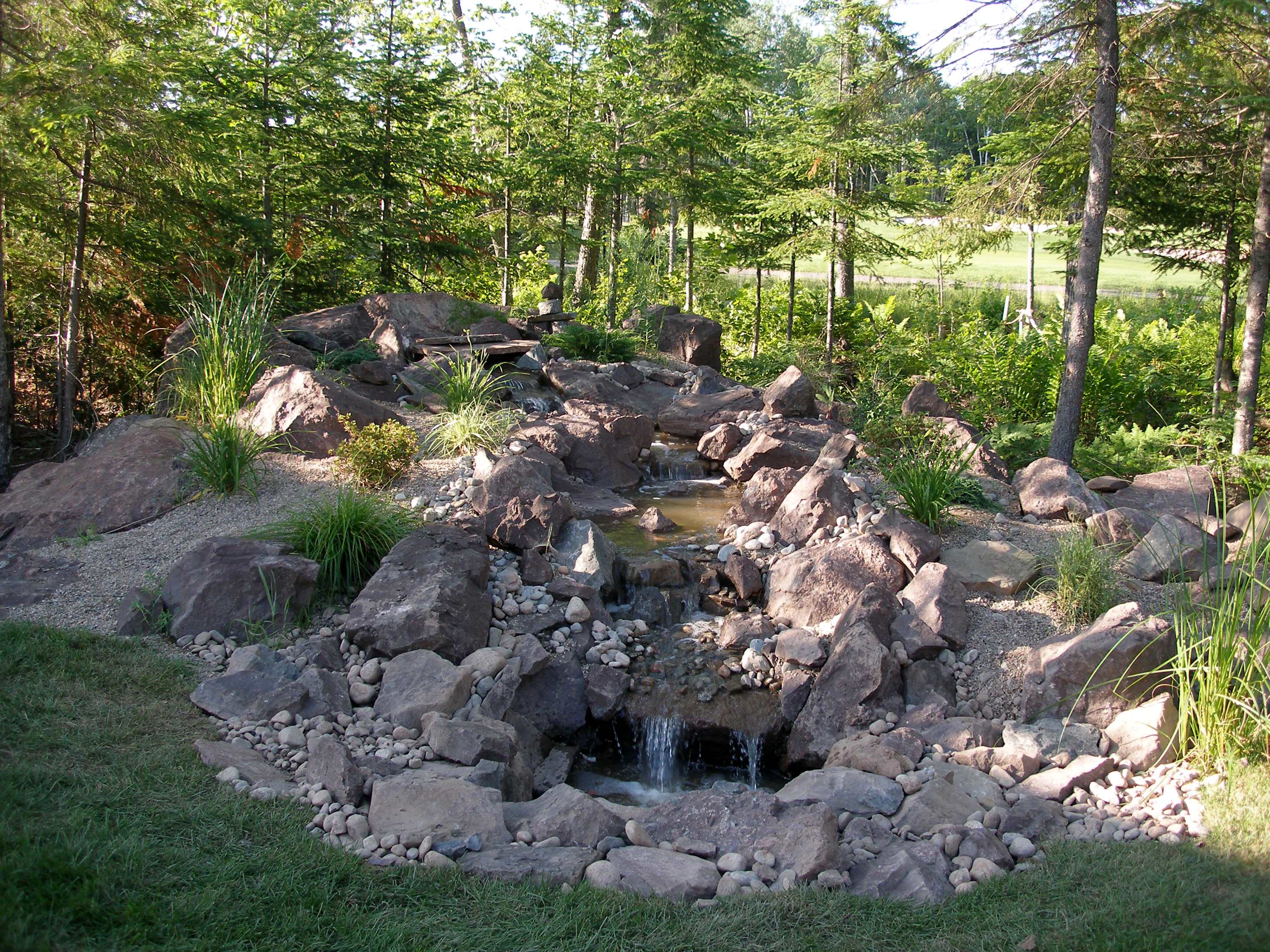 Stone fountain detail showing natural stonework and water feature